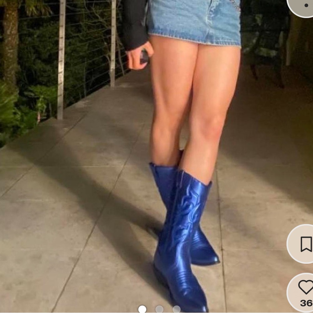 Metallic Blue Cowgirl Boots